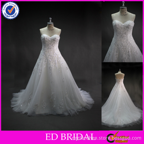 LN57 Stunning Sparkle sequin Appliqued Real Sample Suzhou Wedding Dress